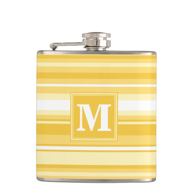 Monogram yellow stripes hip flask (Front)