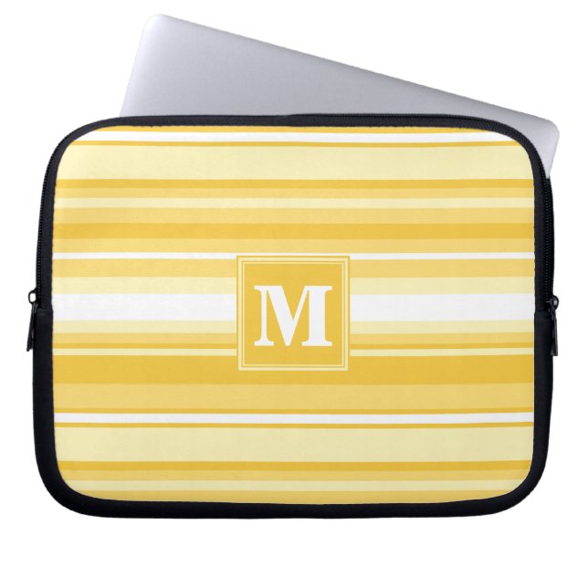 Monogram yellow stripes laptop sleeve (Front)