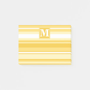 Monogram yellow stripes post-it notes