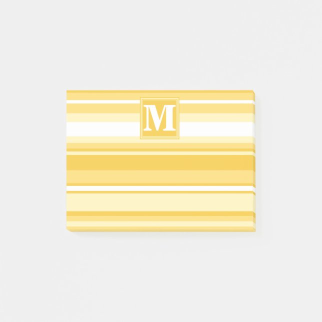Monogram yellow stripes post-it notes (Front)