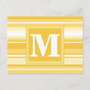 Monogram yellow stripes postcard