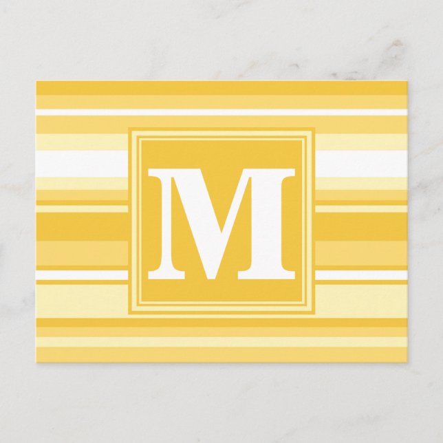 Monogram yellow stripes postcard (Front)