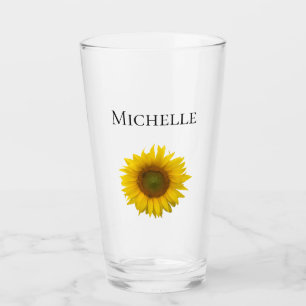 Monogram Yellow Sunflower Bloom Glass