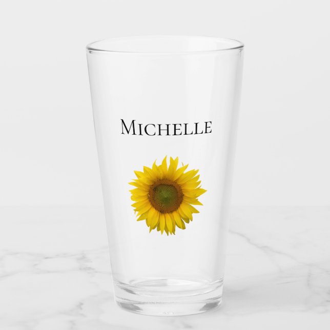 Monogram Yellow Sunflower Bloom Glass (Front)
