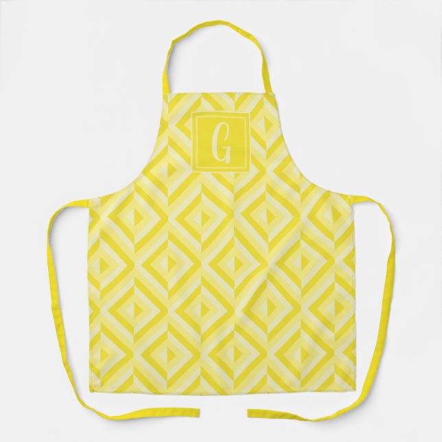 Monogram Yellow Three-Tone Diamond Pattern Apron (Front)