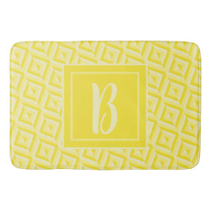 Monogram Yellow Three-Tone Diamond Pattern Bath Mat