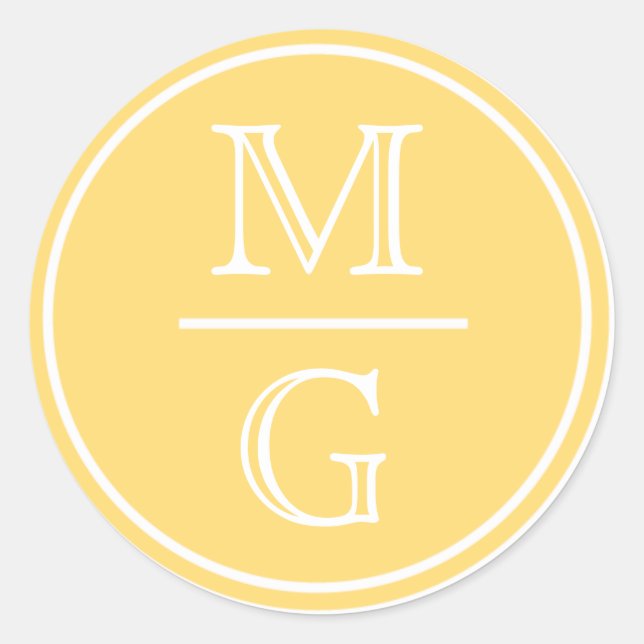 Monogram Yellow Wedding Sticker (Front)