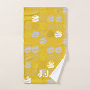 Monogram Yellow White Light Blue Pattern Hand Towel