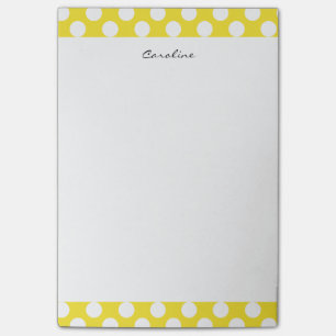 Monogram Yellow White Trendy Fun Polka Dot Pattern Post-it Notes