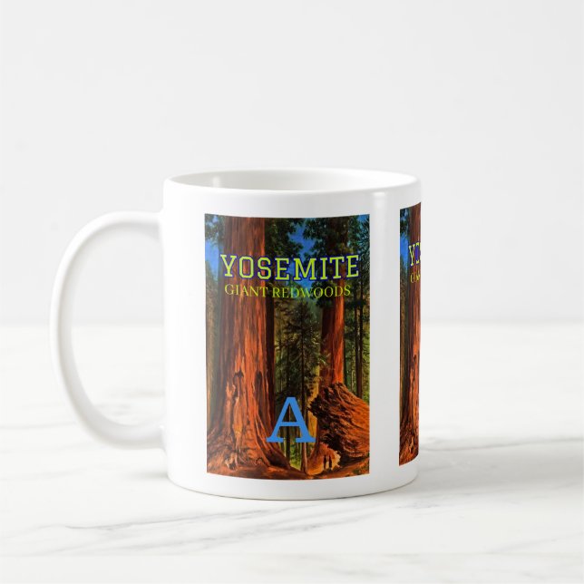 Monogram Yosemite Valley California Giant Redwood Coffee Mug (Left)