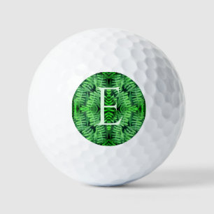 Monogram Your Initial Green Ferns Personalised Golf Balls