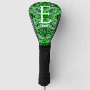Monogram Your Initial Green Ferns Personalised Golf Head Cover