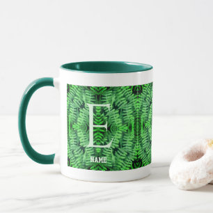 Monogram Your Initial Green Ferns Personalised Mug