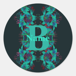 Monogram Your Initial Lily Art Personalised Classic Round Sticker