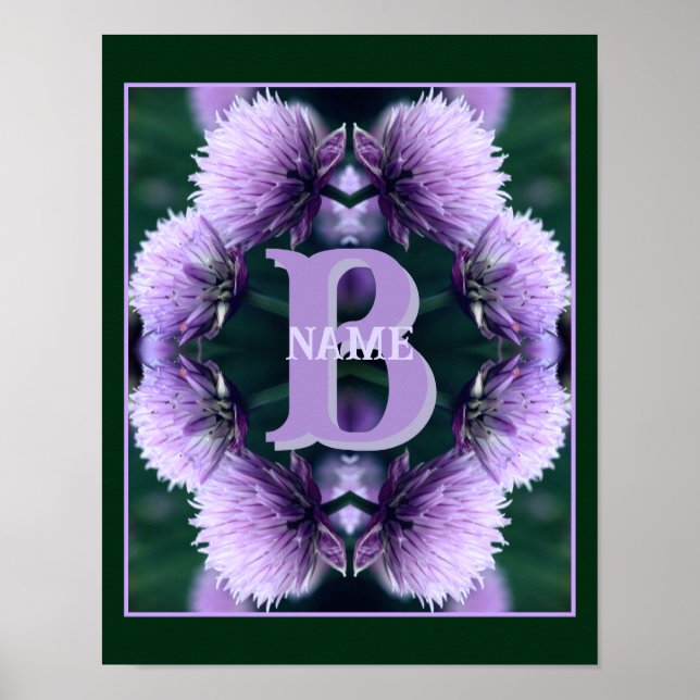 Monogram Your Initial Name Allium Personalised Poster (Front)