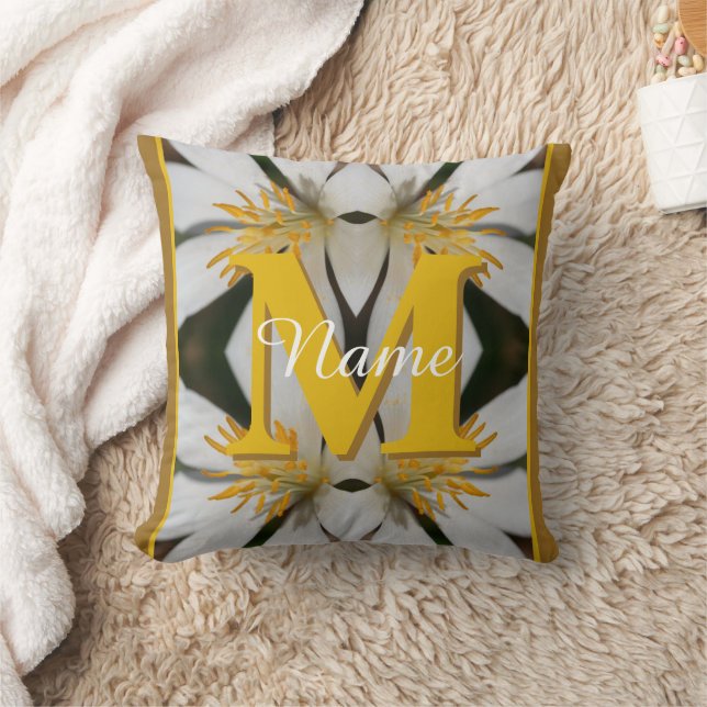 Monogram Your Initial Name Floral Personalised  Cushion (Blanket)