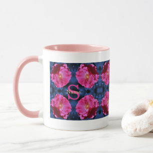 Monogram Your Initial Name Rose Art Custom Mug