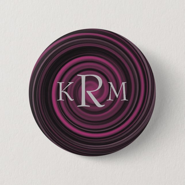 Monogram Your Initials Plum Swirl Personalised 6 Cm Round Badge (Front)