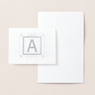 Monogram Your Name and State Nautical Anchor Foil Card