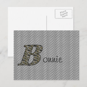 Monogram Your Name B Hydrangea Floral Postcard