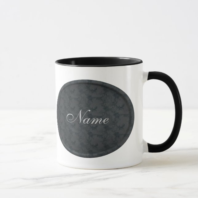 Monogram Your Name Black Floral Mug (Right)