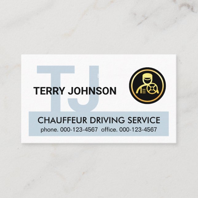 Monogram Your Name Chauffeur Driving Business Card (Front)