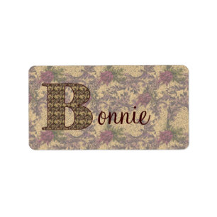 Monogram Your Name Initial B Elegant Floral Label
