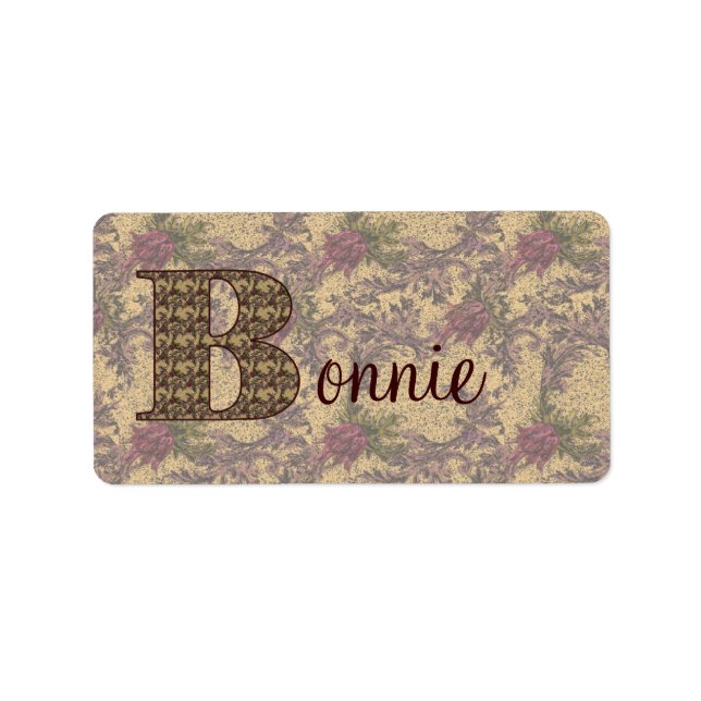Monogram Your Name Initial B Elegant Floral Label (Front)