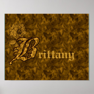Monogram Your Name Initial B Gold Peony Poster