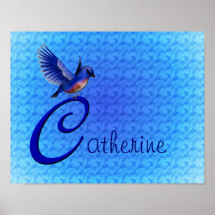Monogram Your Name Initial C Bluebird Poster