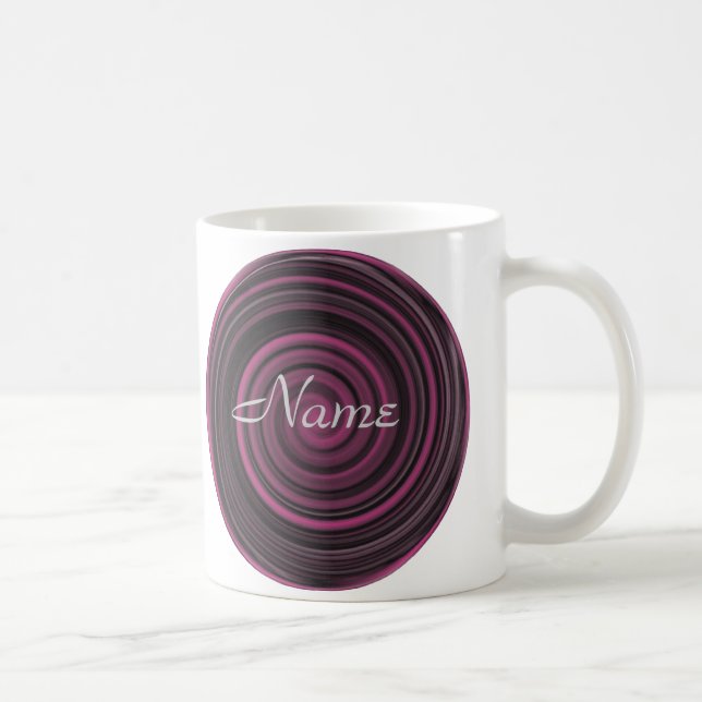 Monogram Your Name Plum Swirls Mug (Right)