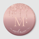 Monogram Your Name Rose Gold Blush Glitter Sparkle Magnet<br><div class="desc">Monogram Name Text Rose Gold Blush Glitter Sparkle Personalized Anniversary Party or Wedding Supplies / Gift - Add Your Letter / Name - Text or Remove - Make Your Special Gift - Resize and move or remove and add text / elements with customization tool. Design by MIGNED. Please see my...</div>