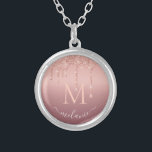 Monogram Your Name Rose Gold Blush Glitter Sparkle Silver Plated Necklace<br><div class="desc">Monogram Name Text Rose Gold Blush Glitter Sparkle Personalised Anniversary - Party or Wedding Gift / Supplies - Add Your Letter / Name - Text or Remove - Make Your Special Gift - Resize and move or remove and add text / elements with customisation tool. Design by MIGNED. Please see...</div>