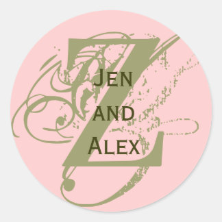 Monogram Z and Names Pink Sticker