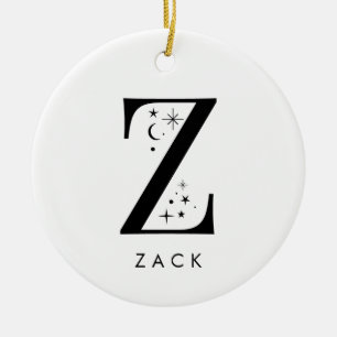 Monogram Z Celestial Name  Ceramic Tree Decoration