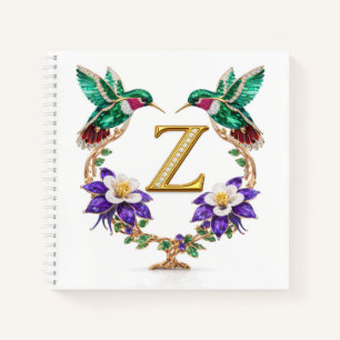 Monogram Z Gold Hummingbird Wedding Shower Gift Notebook