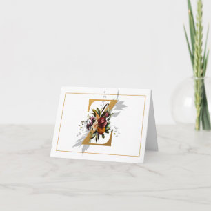 Monogram Z Gold Monogram Foral Note Card
