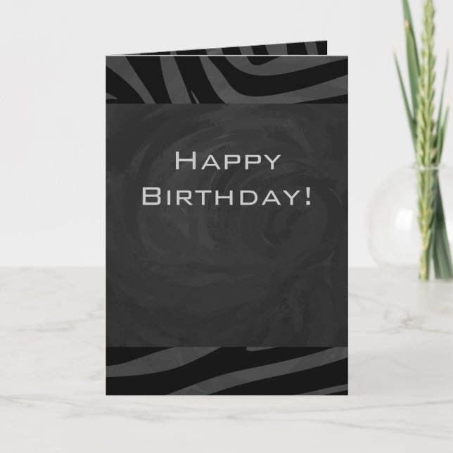Monogram Zebra Black and Grey Card (Front)