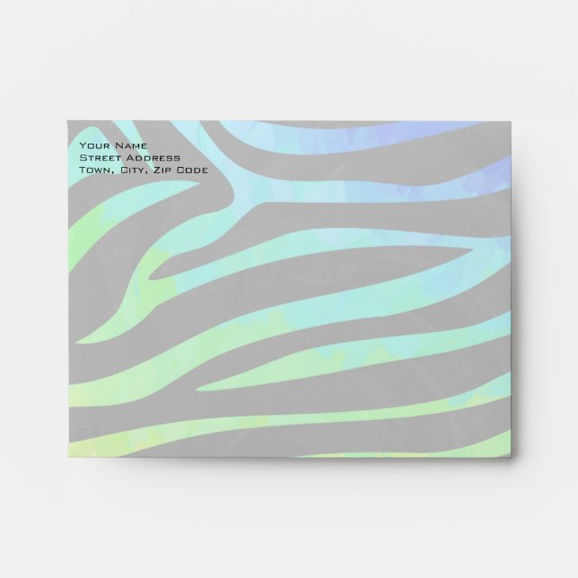 Monogram Zebra Black and Rainbow Print Envelope (Front)