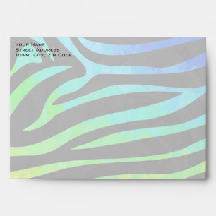 Monogram Zebra Black and Rainbow Print Envelope