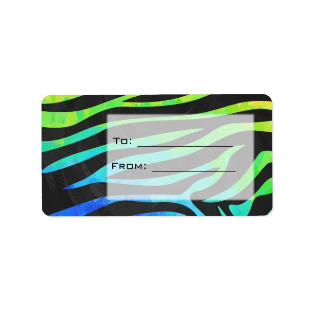 Monogram Zebra Black and Rainbow Print Label (Front)