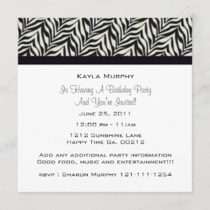 Monogram Zebra Party Invitations