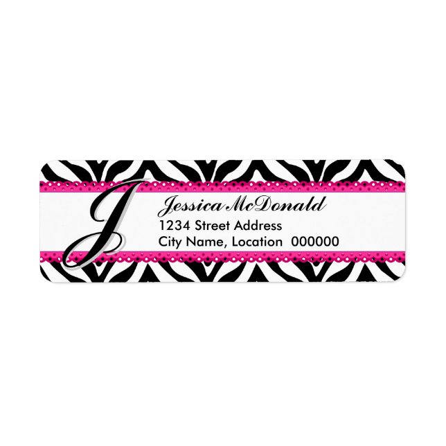 Monogram Zebra Print and Pink Lace (Front)