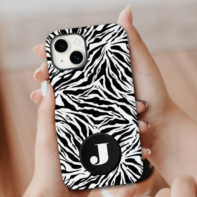 Monogram Zebra Print iPhone Case (Creator Uploaded)