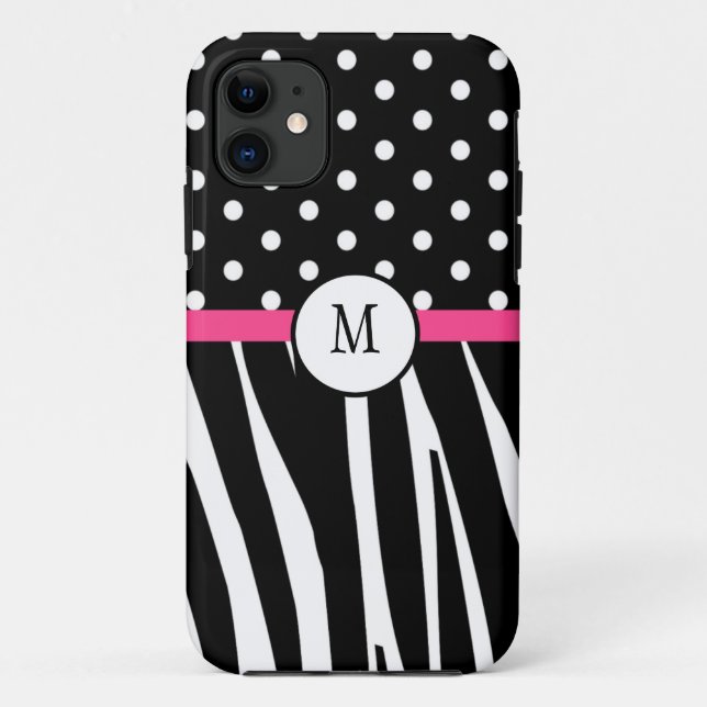 Monogram Zebra Print  iphone cover (Back)