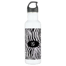 MONOGRAM ZEBRA PRINT-WATER BOTTLE