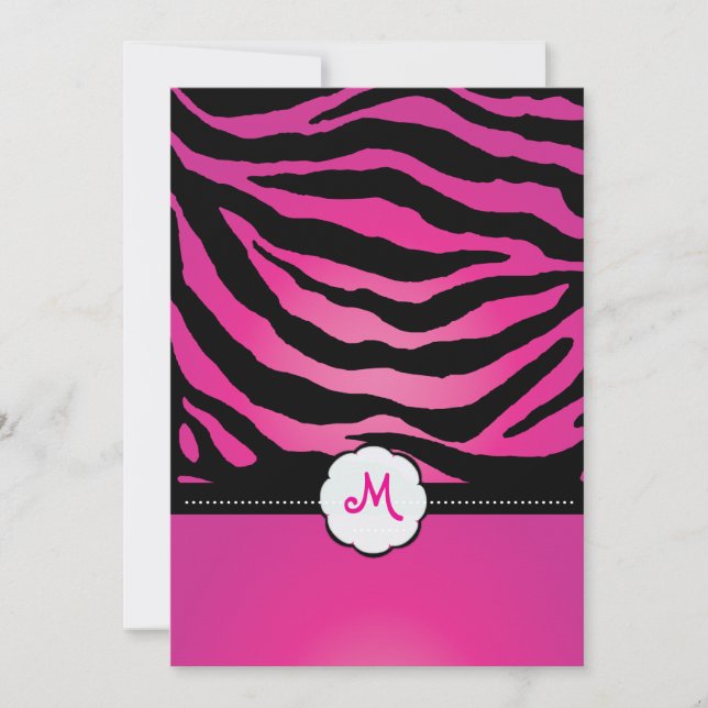 Monogram/Zebra Stripes Wedding Invitations (Front)