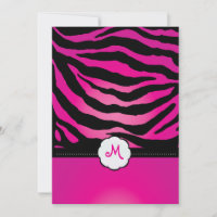Monogram/Zebra Stripes Wedding Invitations