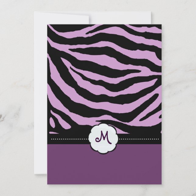 Monogram/Zebra Stripes Wedding Invitations (Front)