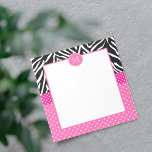 Monogram Zebra with Hot Pink Polka Dot Pattern Notepad<br><div class="desc">Girly monogrammed black and white zebra with hot pink and white polka dot pattern notepad. The design features a black and white zebra pattern and small white polka dots on hot pink. In the middle there is a hot pink circle with your custom initial.</div>